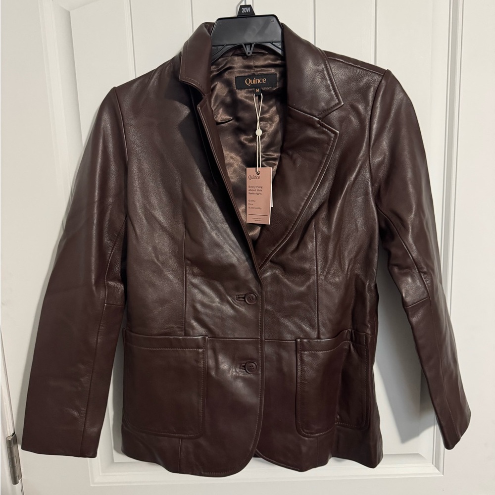 Quince Brown Leather Blazer